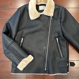 Zara Girls Moto Vegan Leather Black Jacket